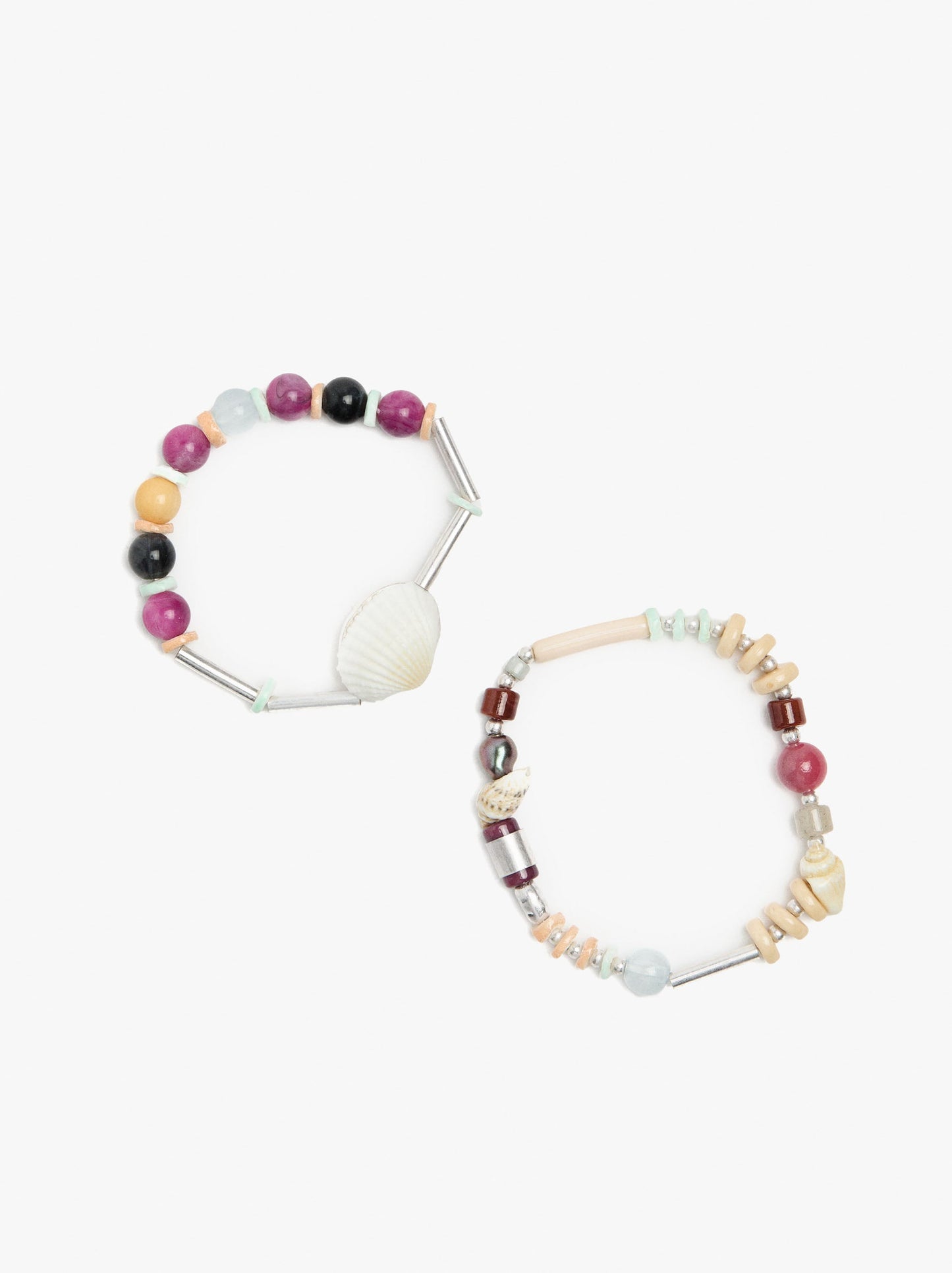 Set Of Bracelets With Shells And Stones