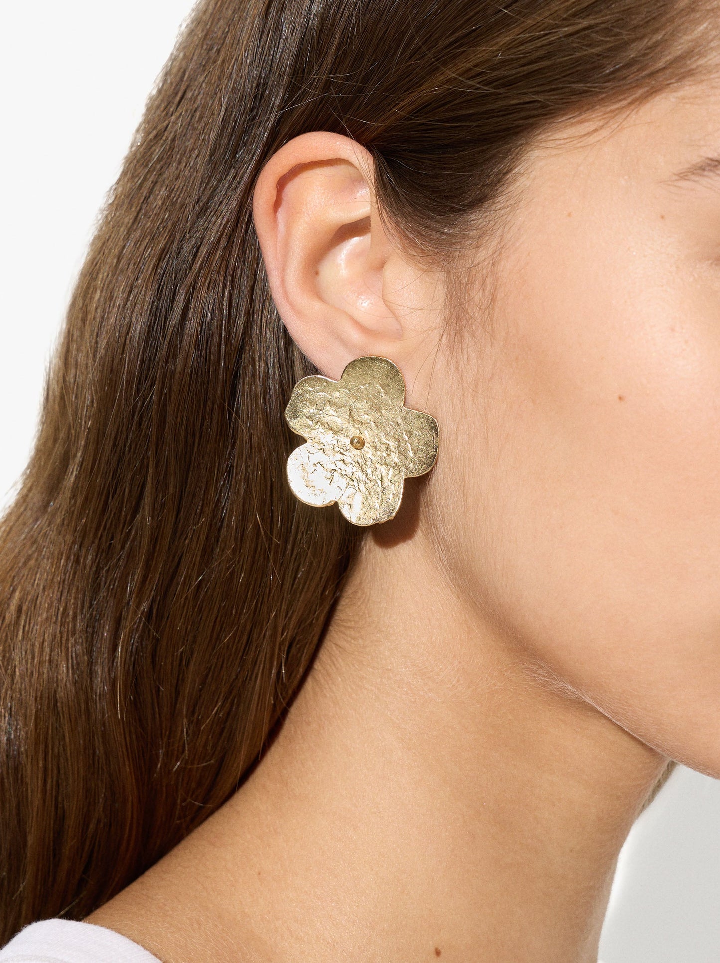 Maxi Earrings With Irregular Flower