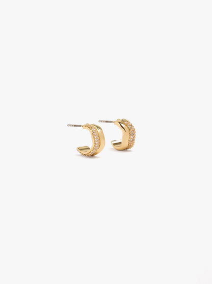 Wavy Hoop Earrings With Cubic Zirconia