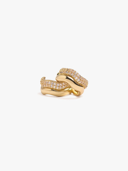 Wavy Hoop Earrings With Cubic Zirconia