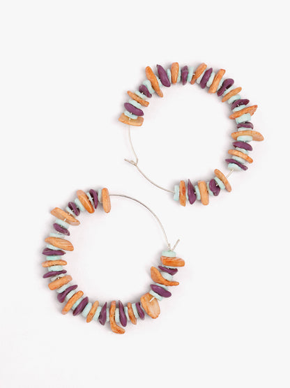 Hoop Earrings With Multicolor Shells