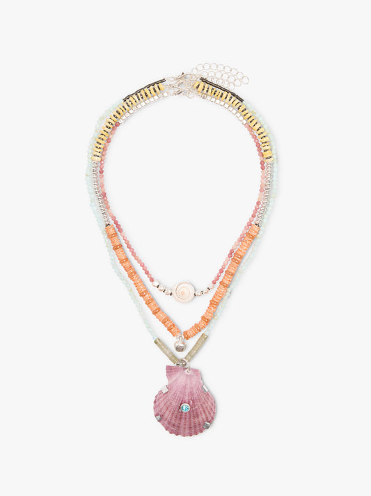 Set Of Necklaces With Stones And Shell