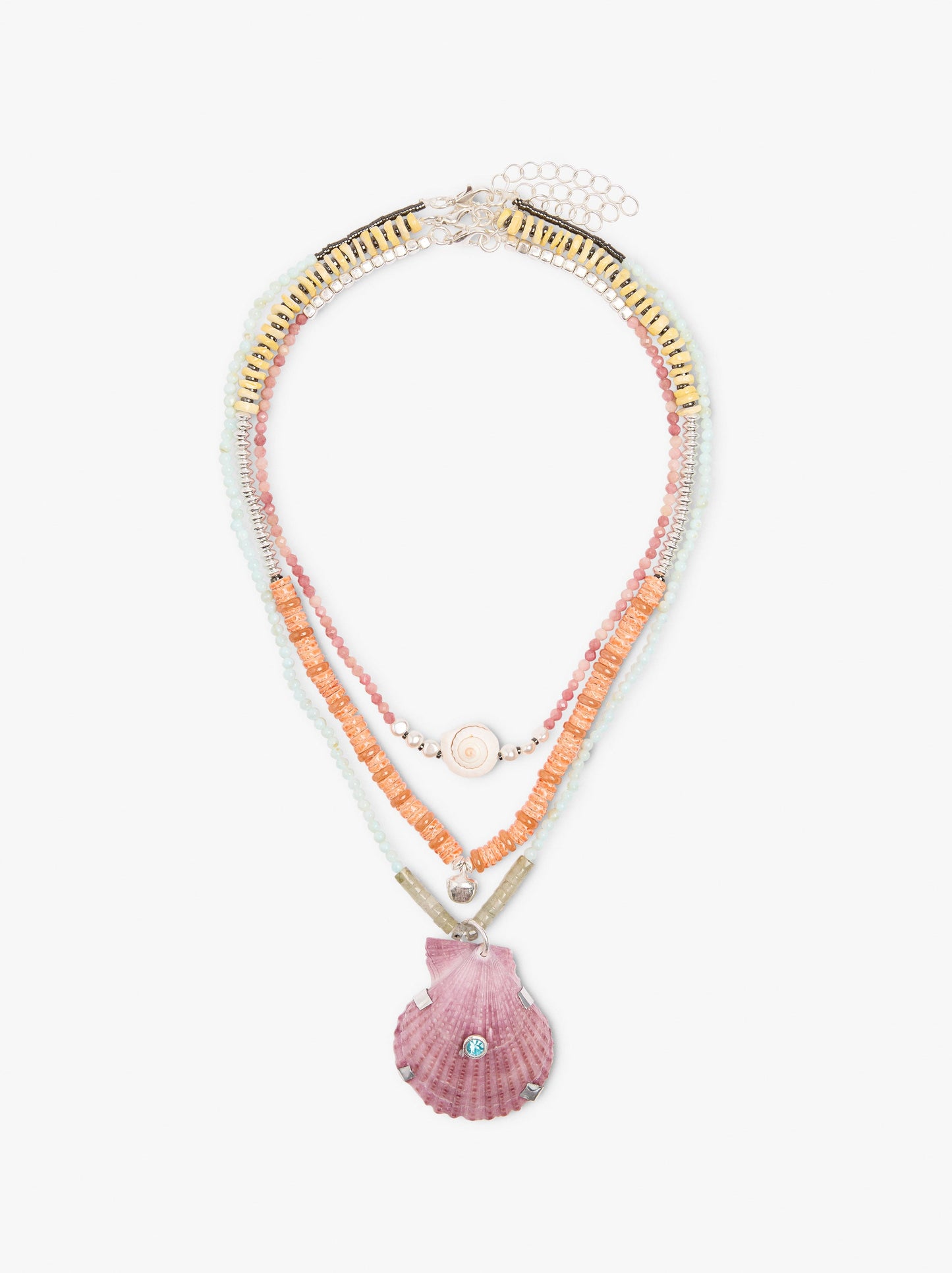 Set Of Necklaces With Stones And Shell
