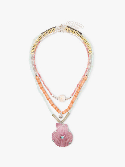 Set Of Necklaces With Stones And Shell