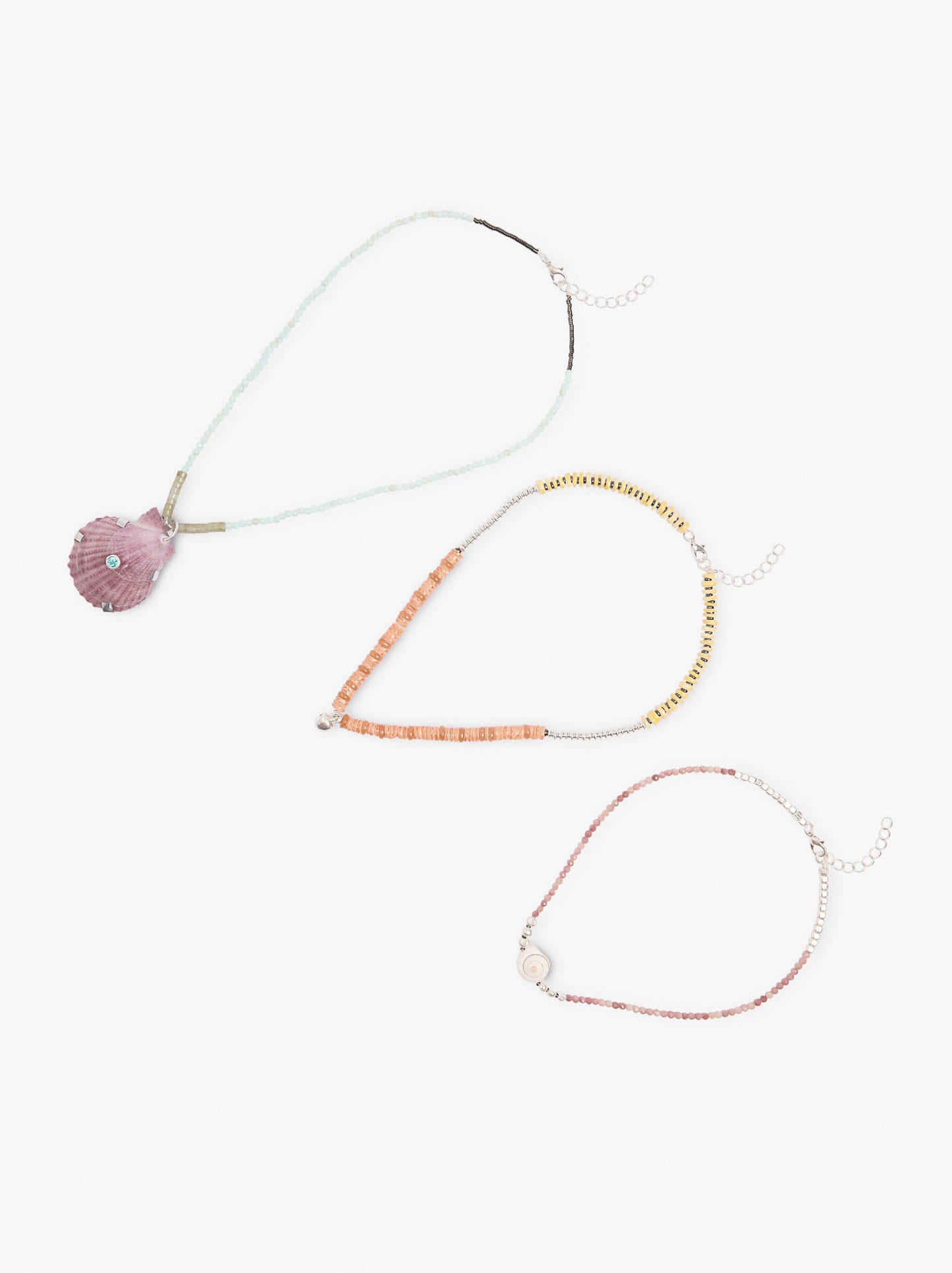 Set Of Necklaces With Stones And Shell