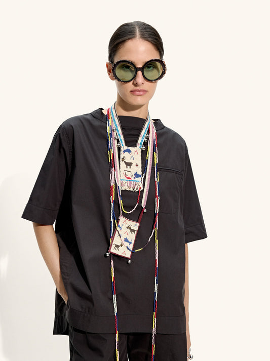 Blouse With A Silk And Cotton Blend