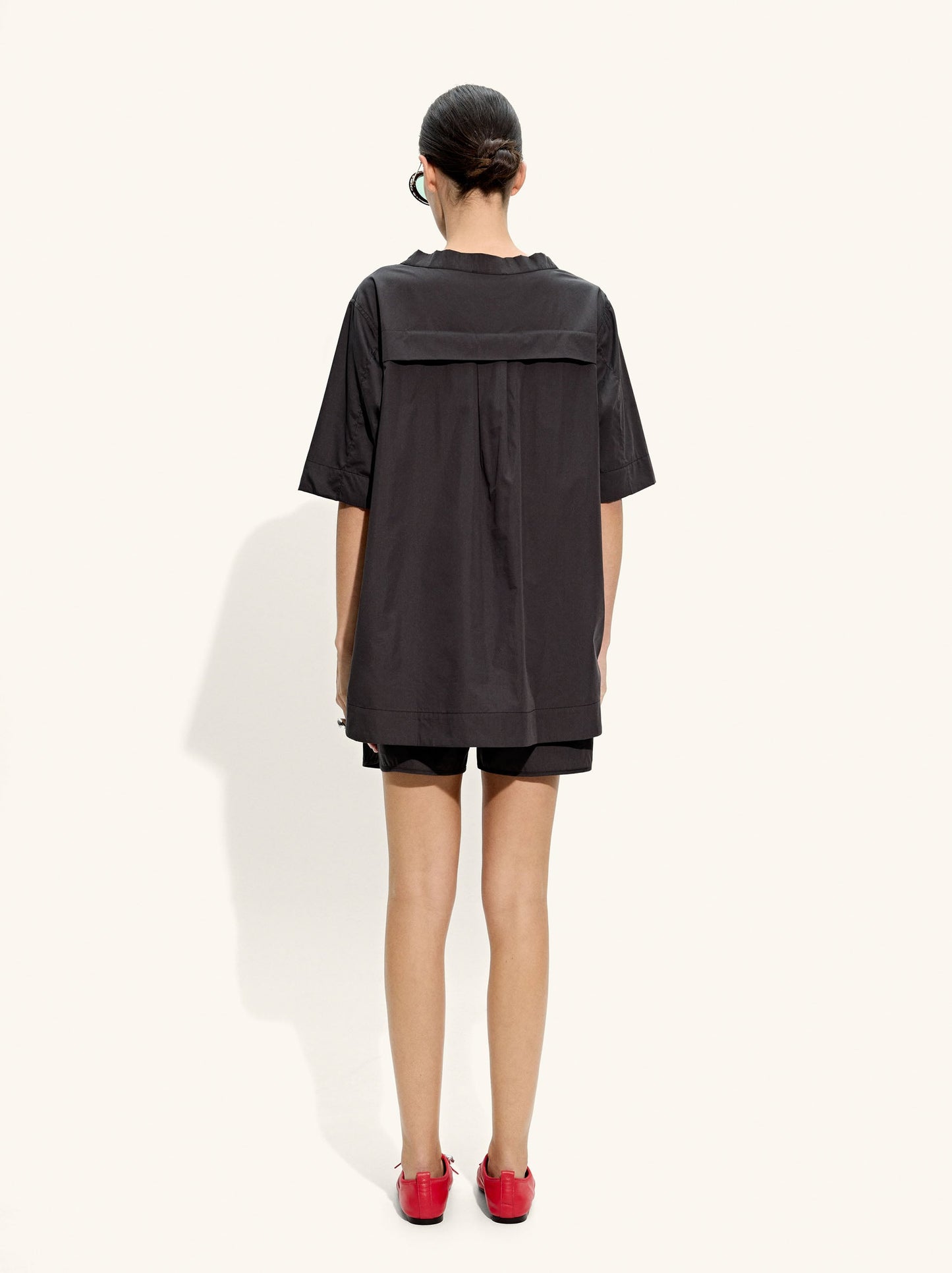 Blouse With A Silk And Cotton Blend