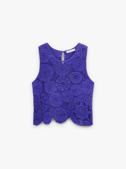 Floral Crochet Top With 100% Cotton