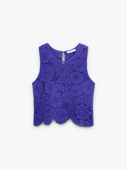 Floral Crochet Top With 100% Cotton
