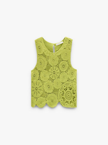 Floral Crochet Top With 100% Cotton