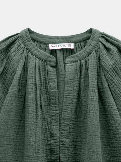 Blouse With Crinkled Effect 100% Cotton