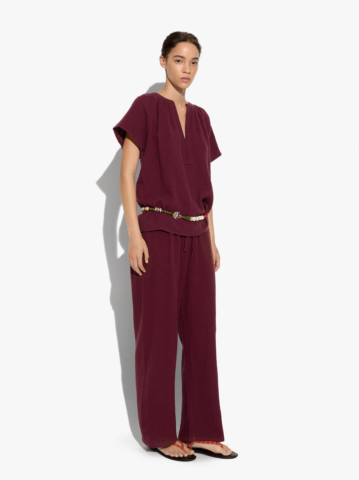 Trousers With Crinkled Effect 100% Cotton
