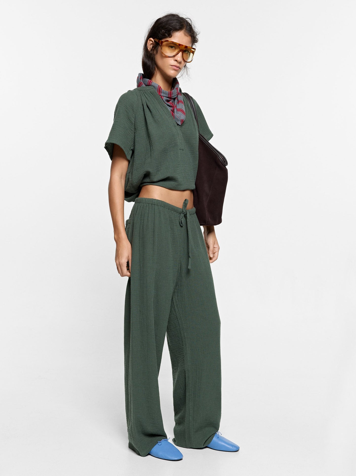 Trousers With Crinkled Effect 100% Cotton