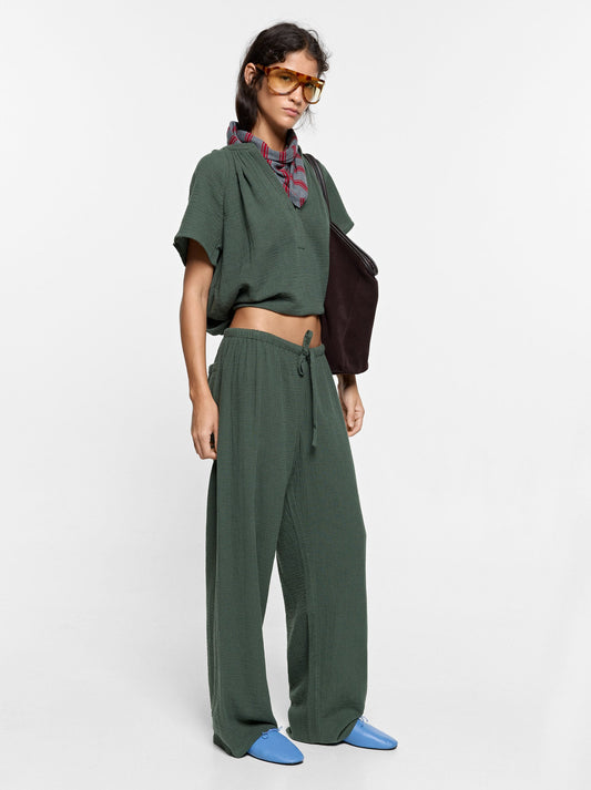Trousers With Crinkled Effect 100% Cotton