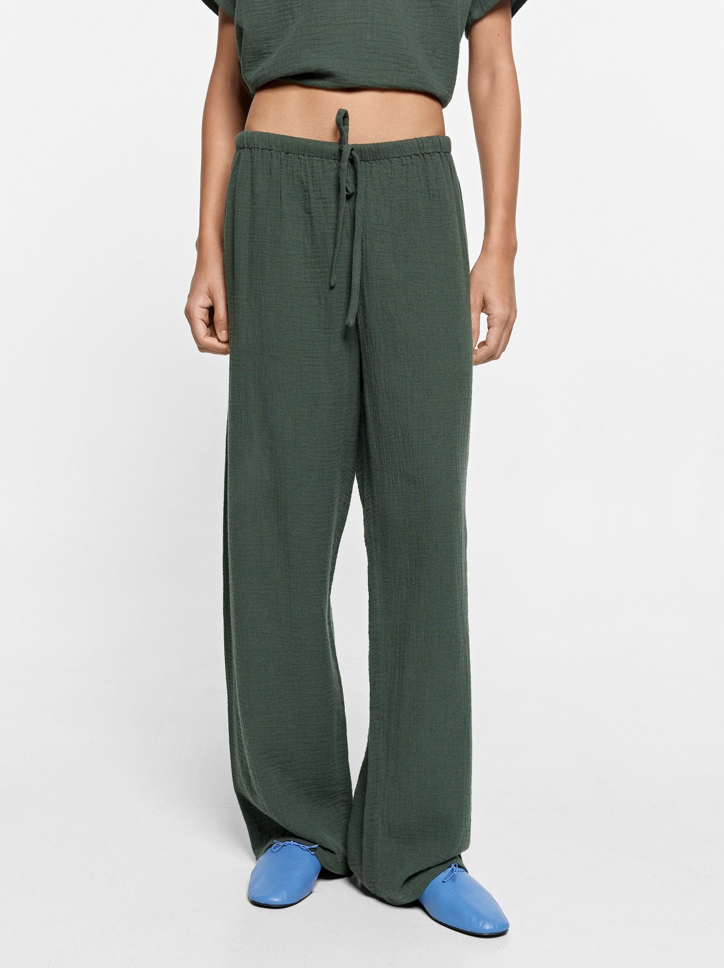 Trousers With Crinkled Effect 100% Cotton