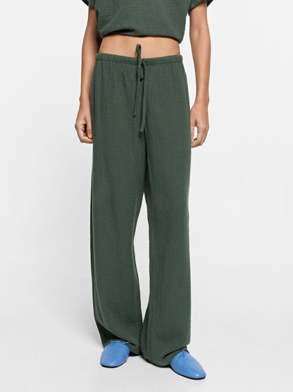 Trousers With Crinkled Effect 100% Cotton
