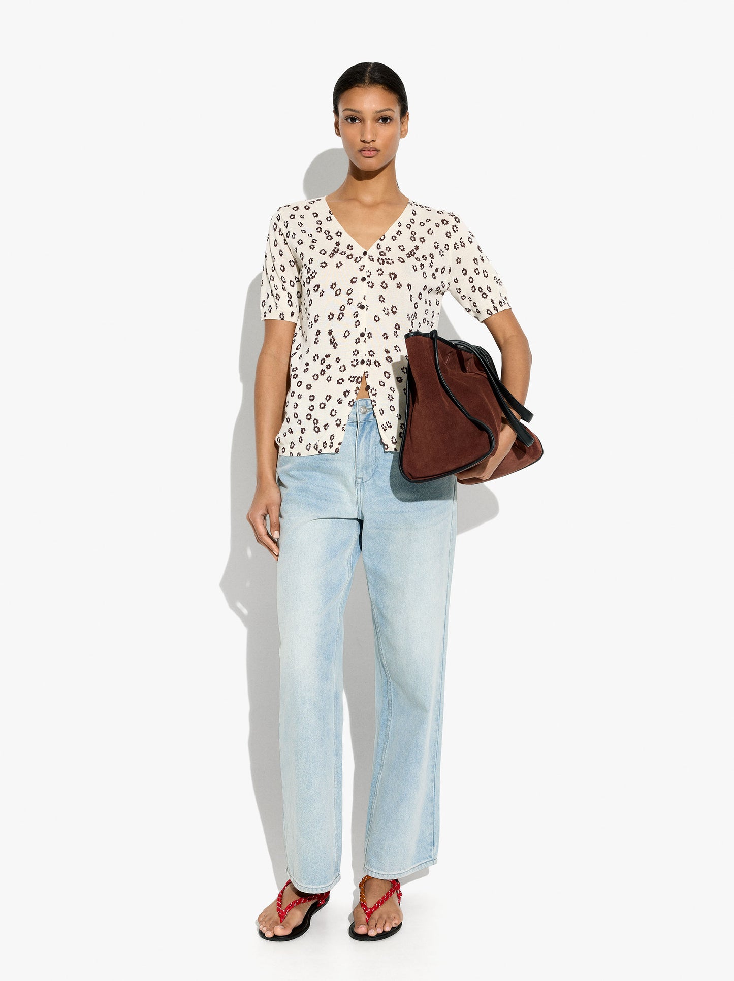 Floral Printed Knit Cardigan