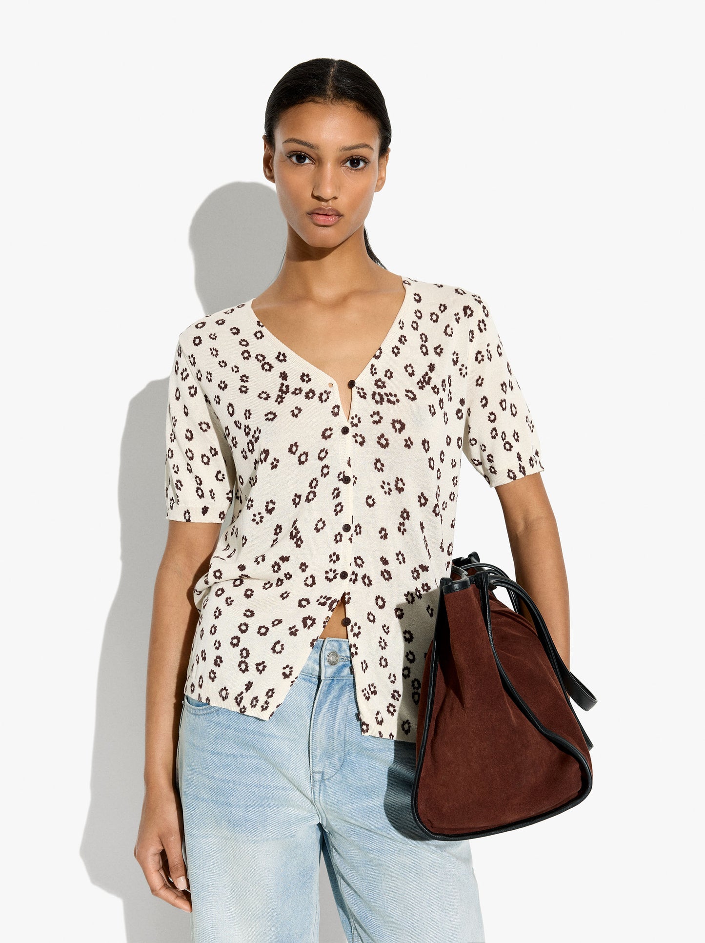 Floral Printed Knit Cardigan