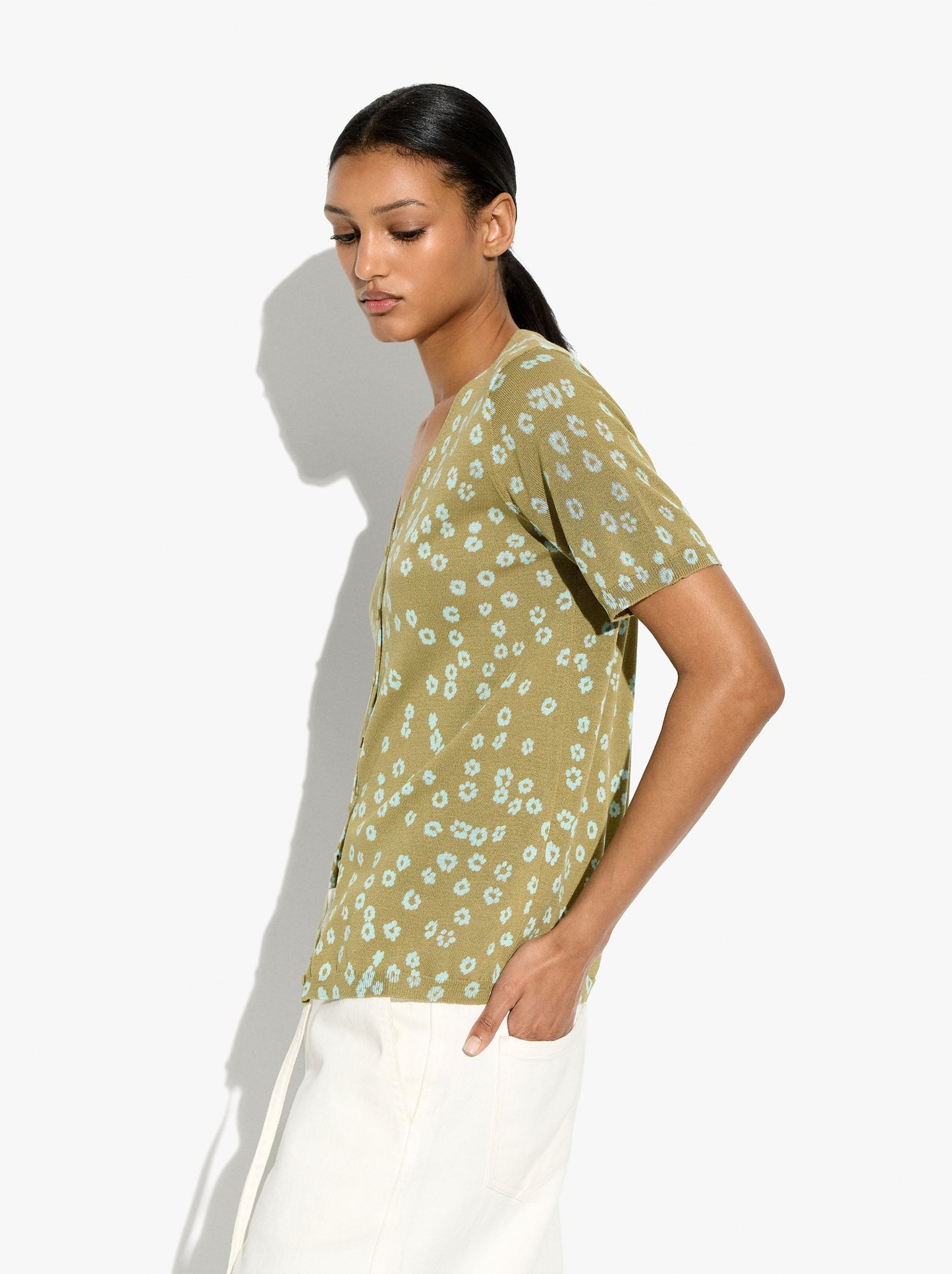 Floral Printed Knit Cardigan