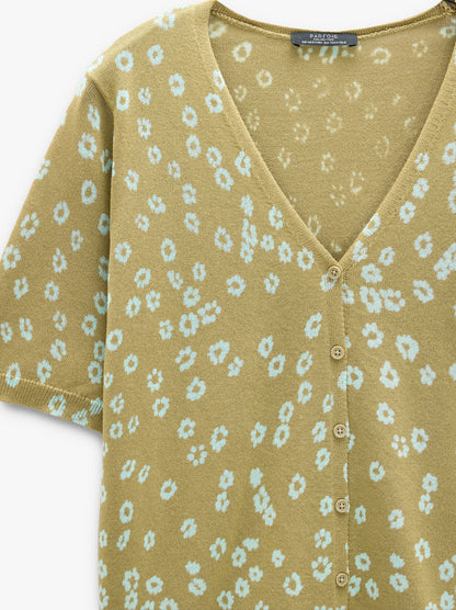 Floral Printed Knit Cardigan