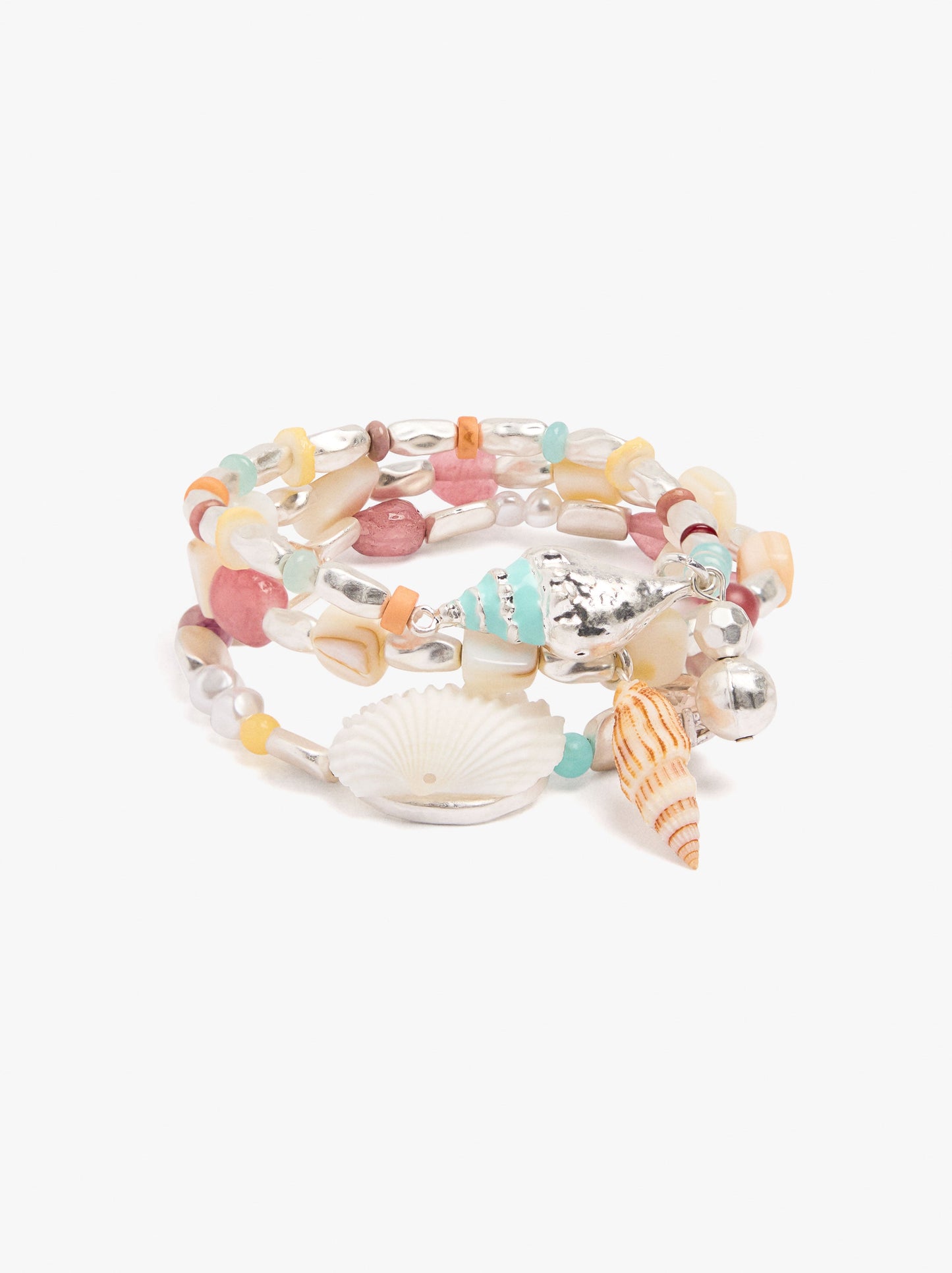 Set Of Stone And Shell Bracelets
