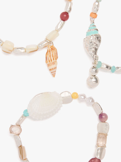 Set Of Stone And Shell Bracelets