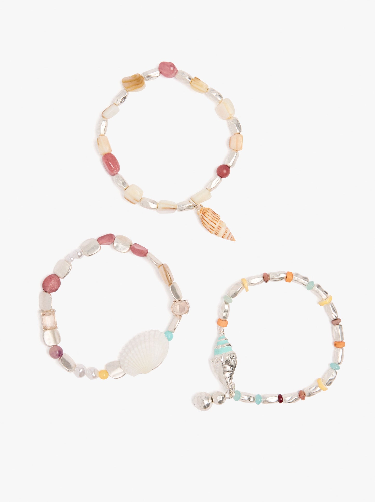 Set Of Stone And Shell Bracelets
