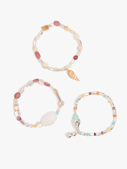 Set Of Stone And Shell Bracelets