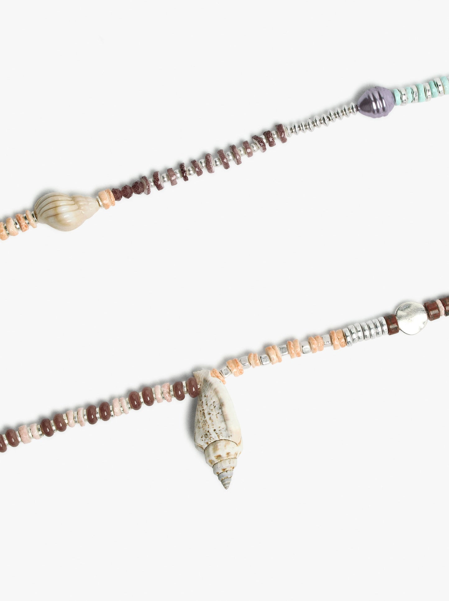 Long Necklace With Shells And Stones