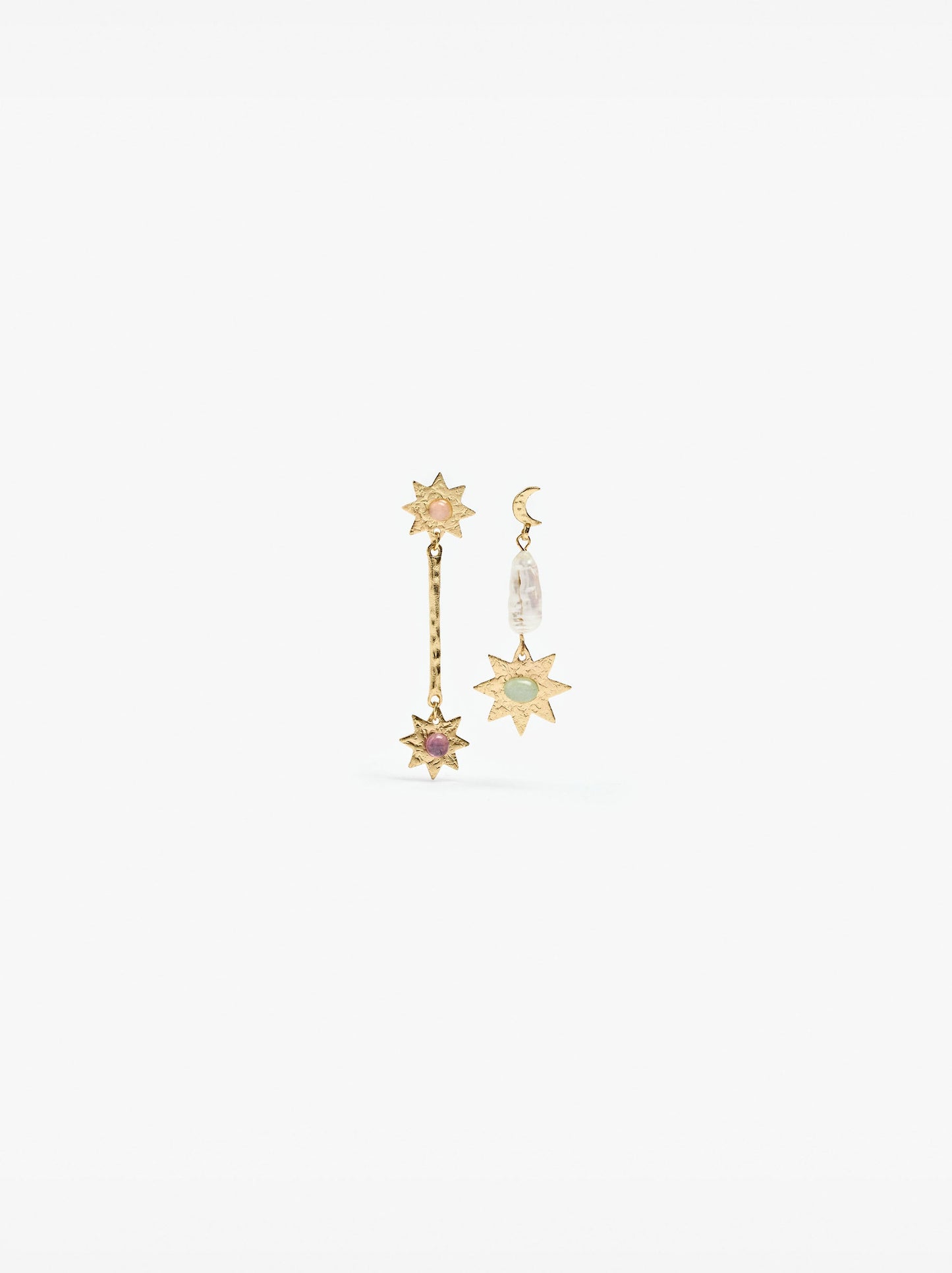 Asymmetric Earrings Stars With Moon
