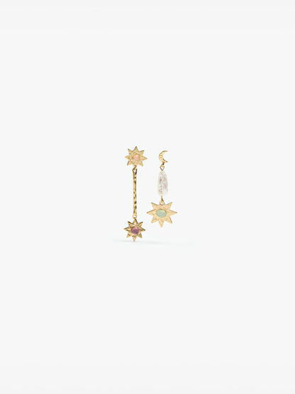 Asymmetric Earrings Stars With Moon