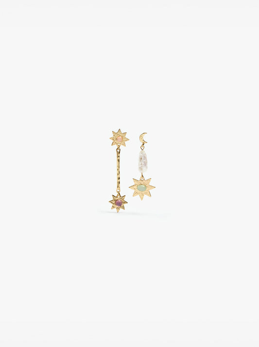 Asymmetric Earrings Stars With Moon