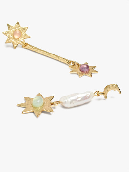 Asymmetric Earrings Stars With Moon