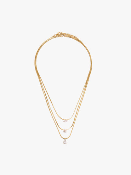 Set Of Three Necklaces With Zirconia Pendants