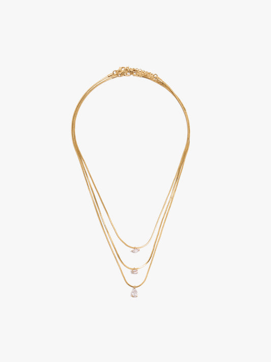 Set Of Three Necklaces With Zirconia Pendants