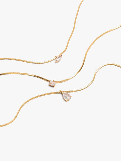 Set Of Three Necklaces With Zirconia Pendants