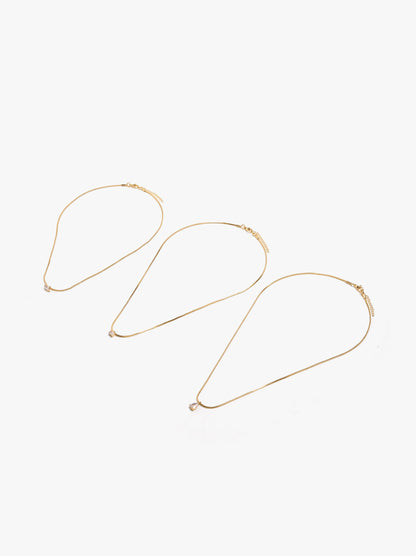 Set Of Three Necklaces With Zirconia Pendants