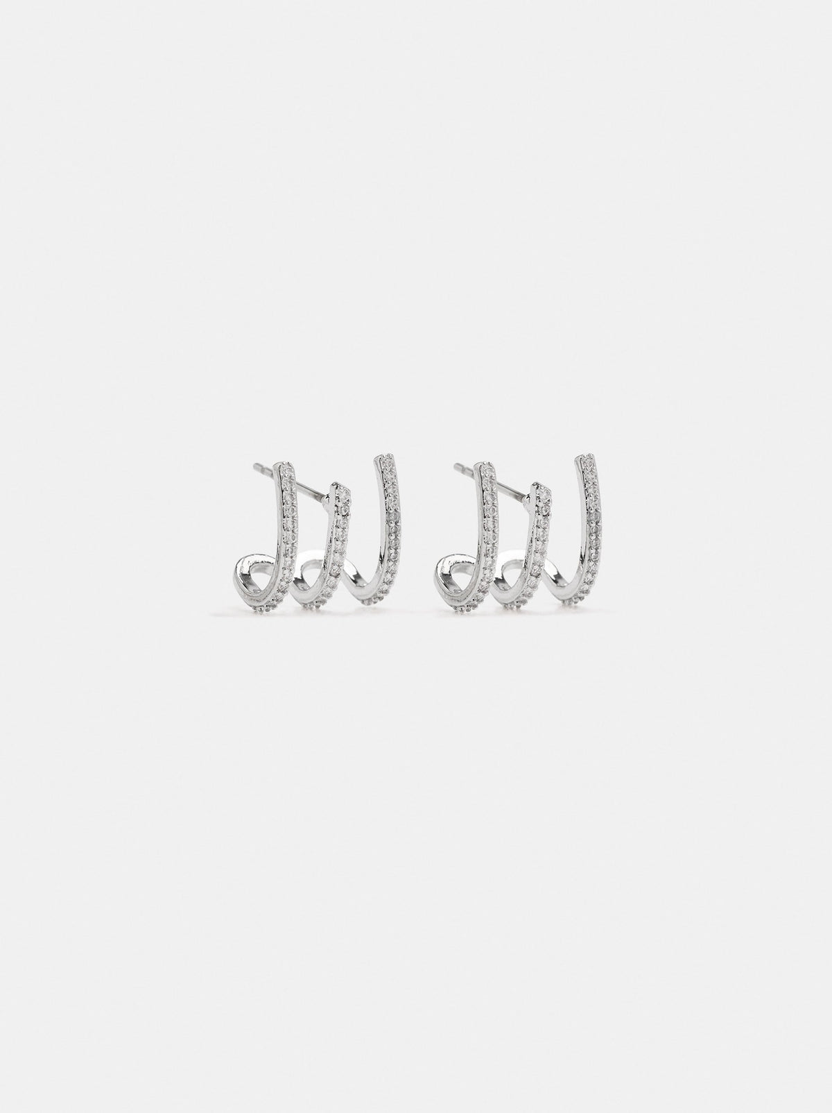 Triple Effect Hoop Earrings With Zirconia