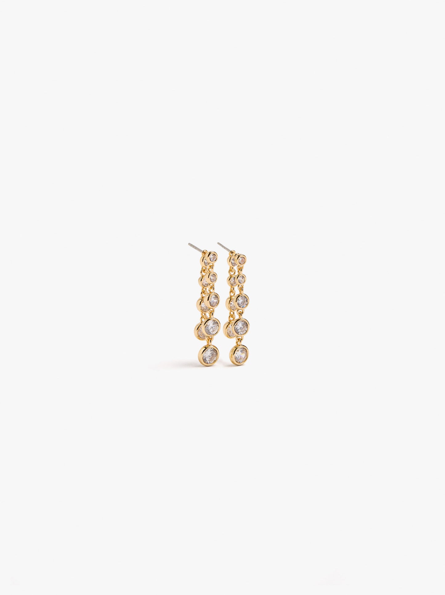 Long Double Earrings With Cubic Zirconia