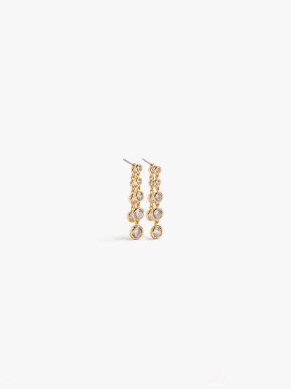 Long Double Earrings With Cubic Zirconia