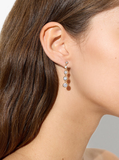 Long Double Earrings With Cubic Zirconia