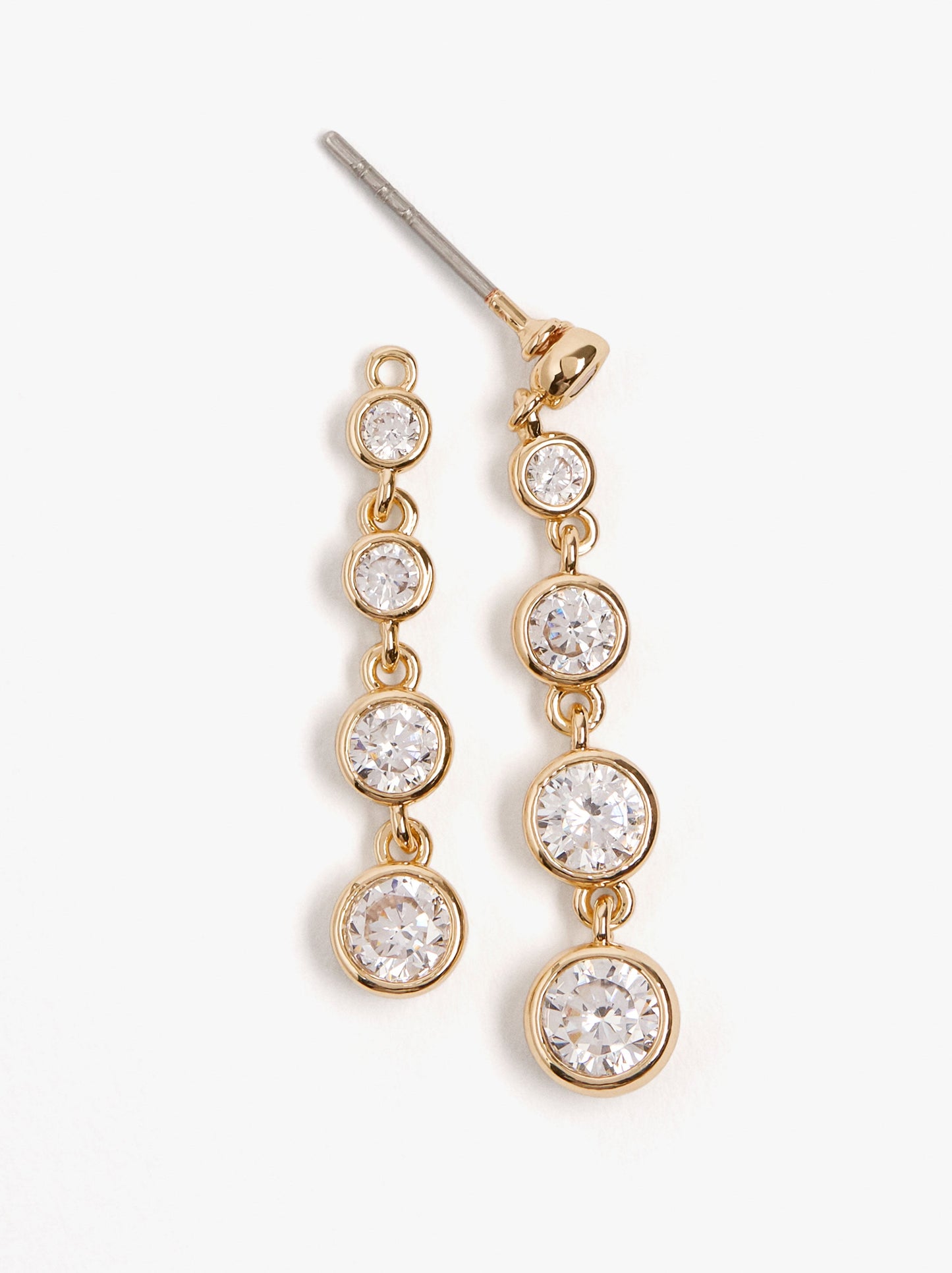 Long Double Earrings With Cubic Zirconia