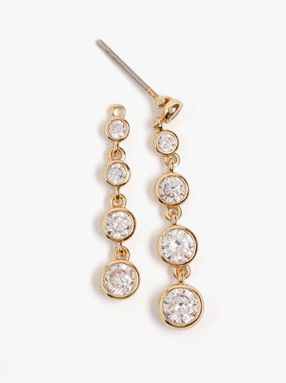 Long Double Earrings With Cubic Zirconia