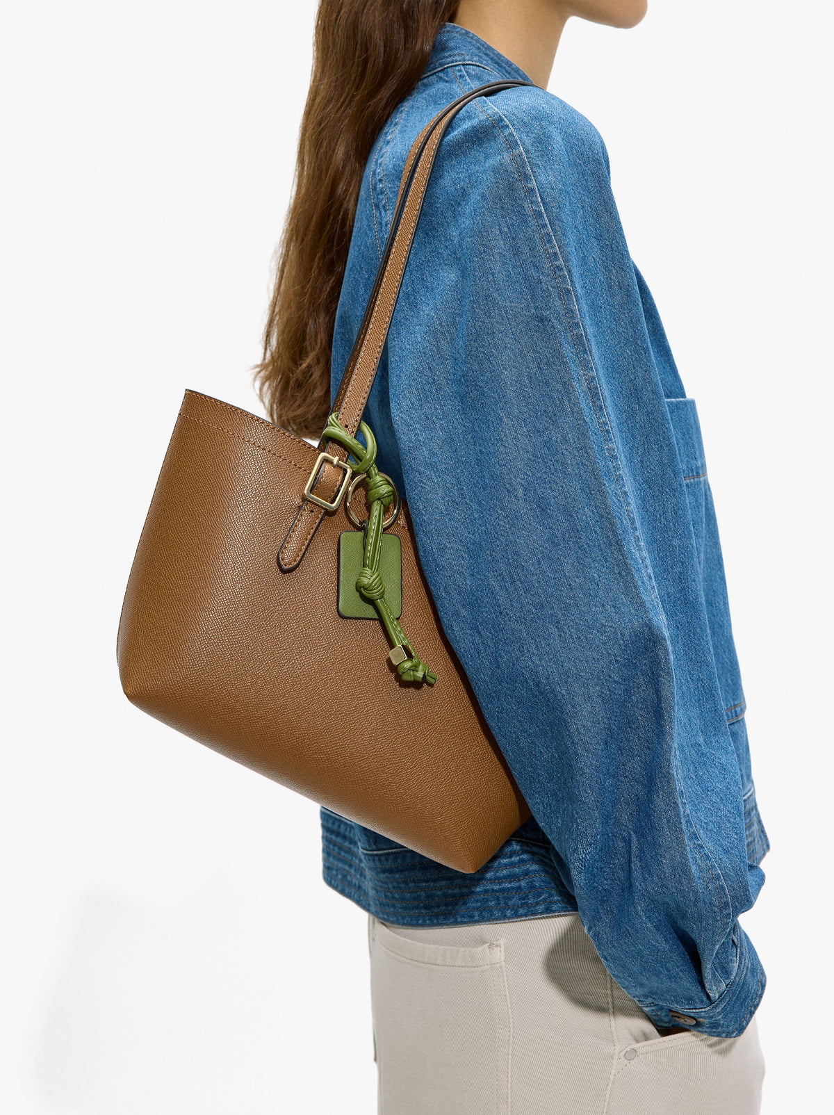 Tote Bag With Texture And Removable Pouch