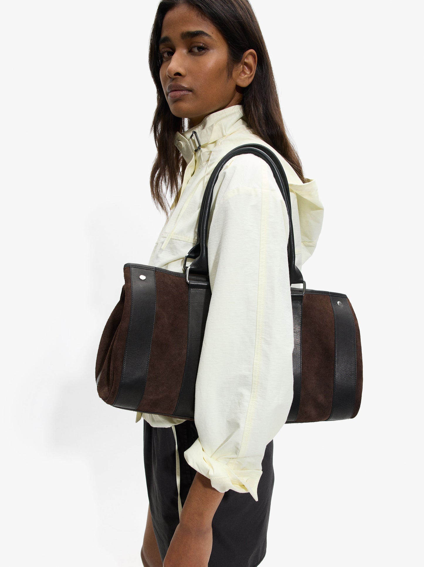 Leather Shopper Bag With M Straps