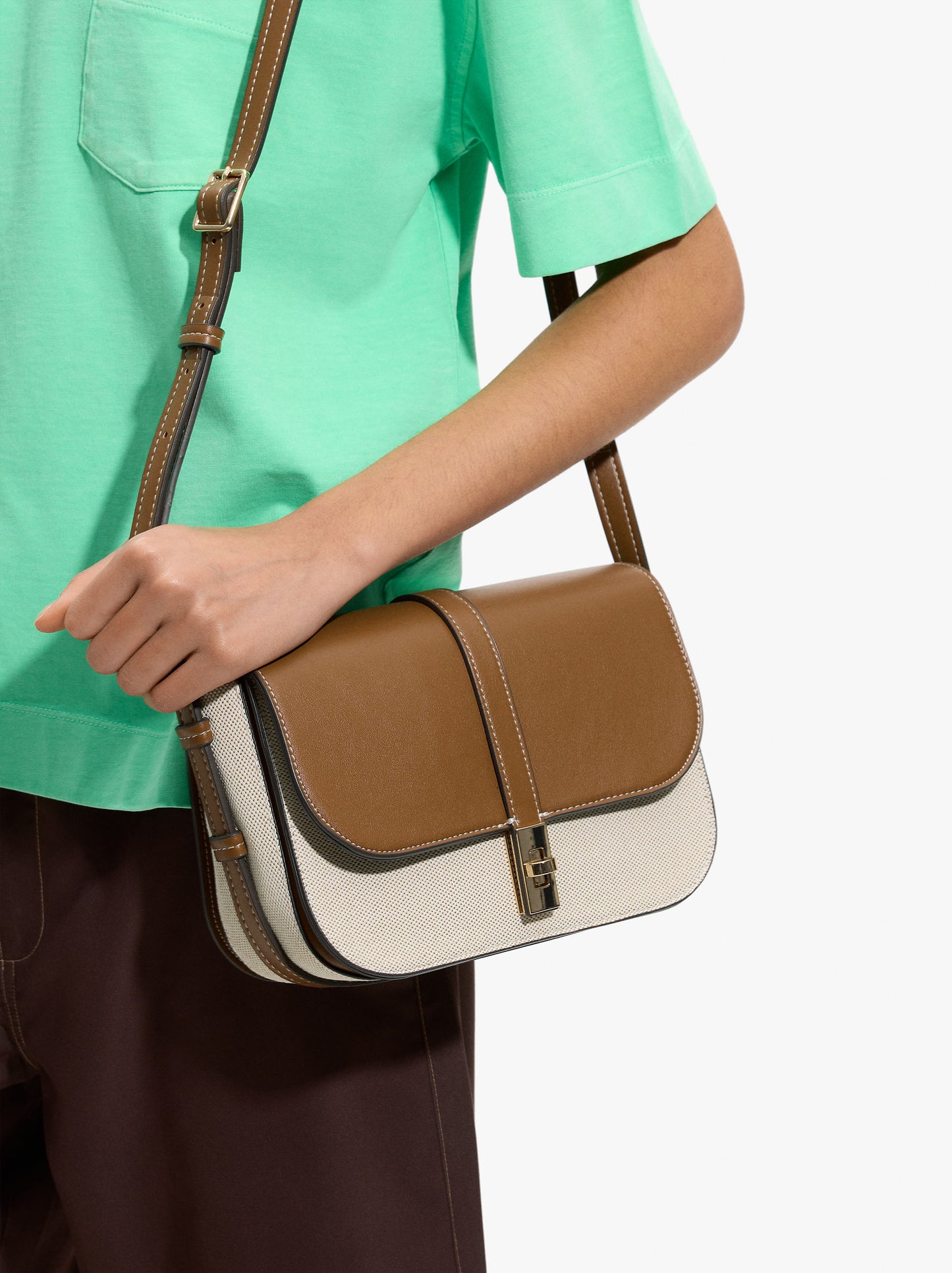 Canvas Crossbody Bag With Flap