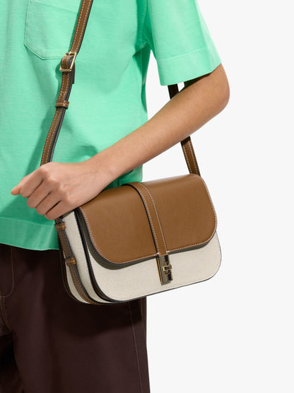 Canvas Crossbody Bag With Flap