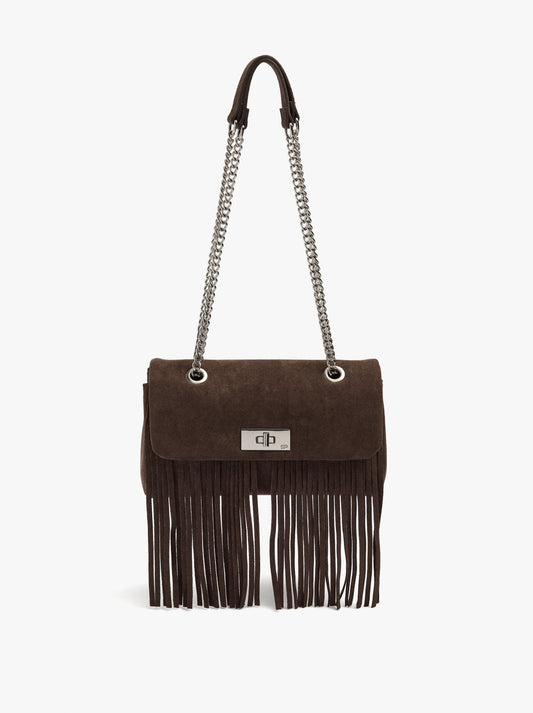 Shoulder Bag With Flap And Long Fringes