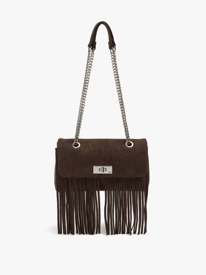 Shoulder Bag With Flap And Long Fringes