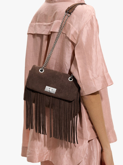 Shoulder Bag With Flap And Long Fringes